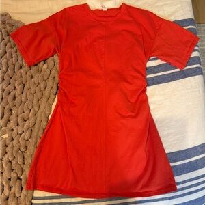 Vibrant Red Short Sleeve Dress